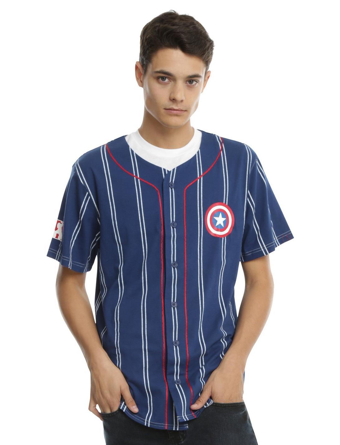Marvel Captain America Rogers Baseball Jersey, BLUE, hi-res