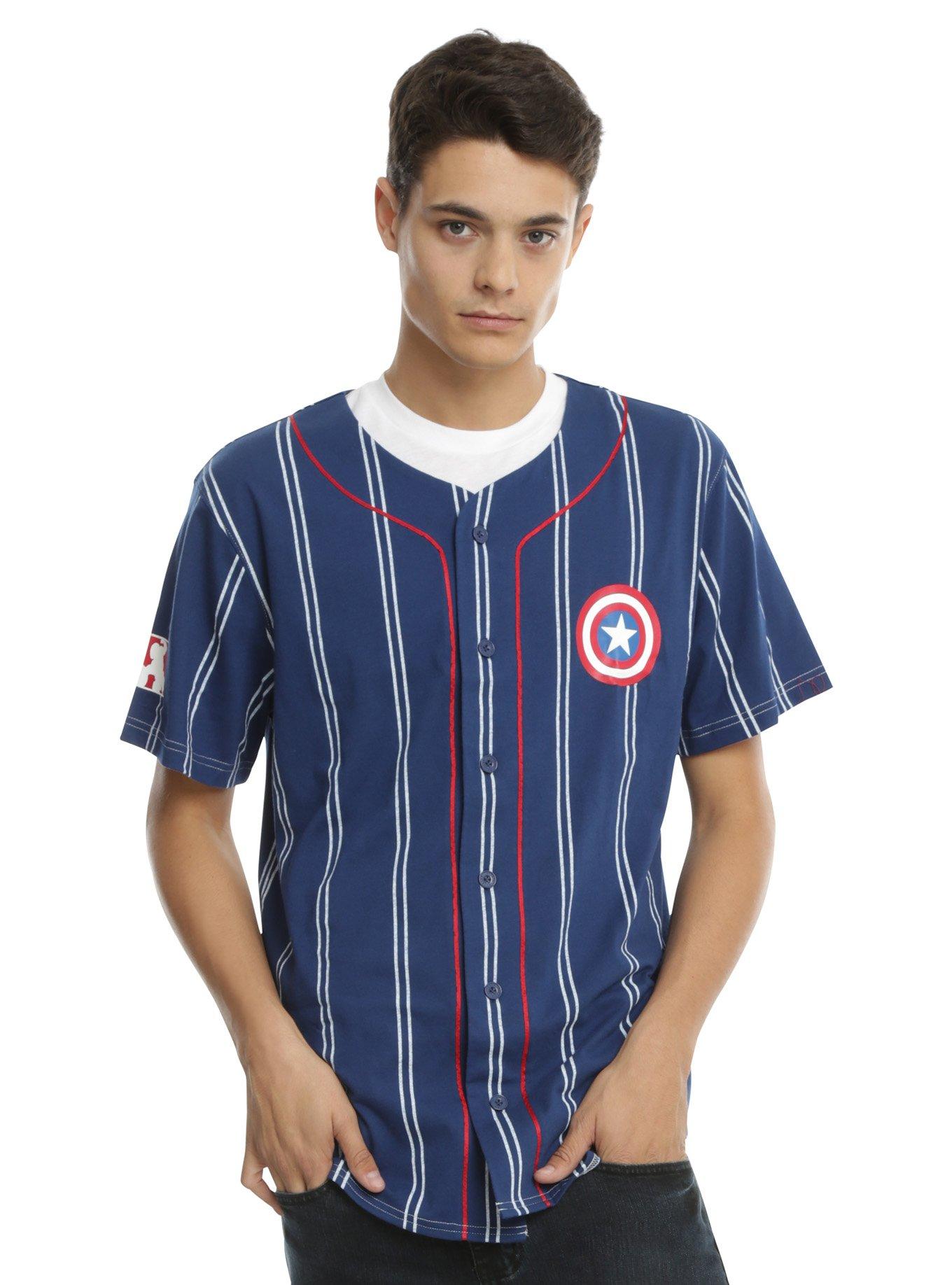 Marvel Captain America Rogers Baseball Jersey, BLUE, hi-res