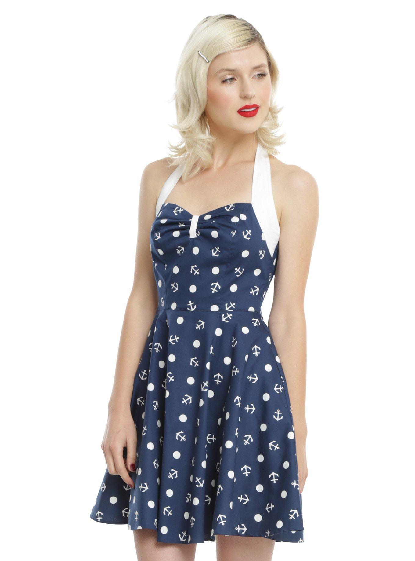 Hell Bunny Valencia Anchor Mini Dress, BLUE, hi-res