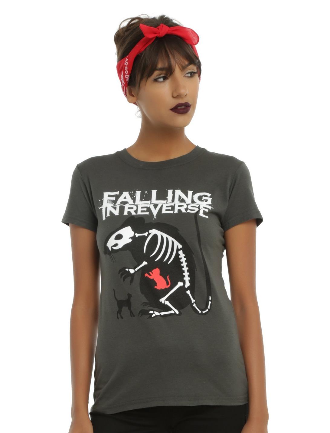 Falling In Reverse Rat Eats Cats Girls T-Shirt, CHARCOAL, hi-res