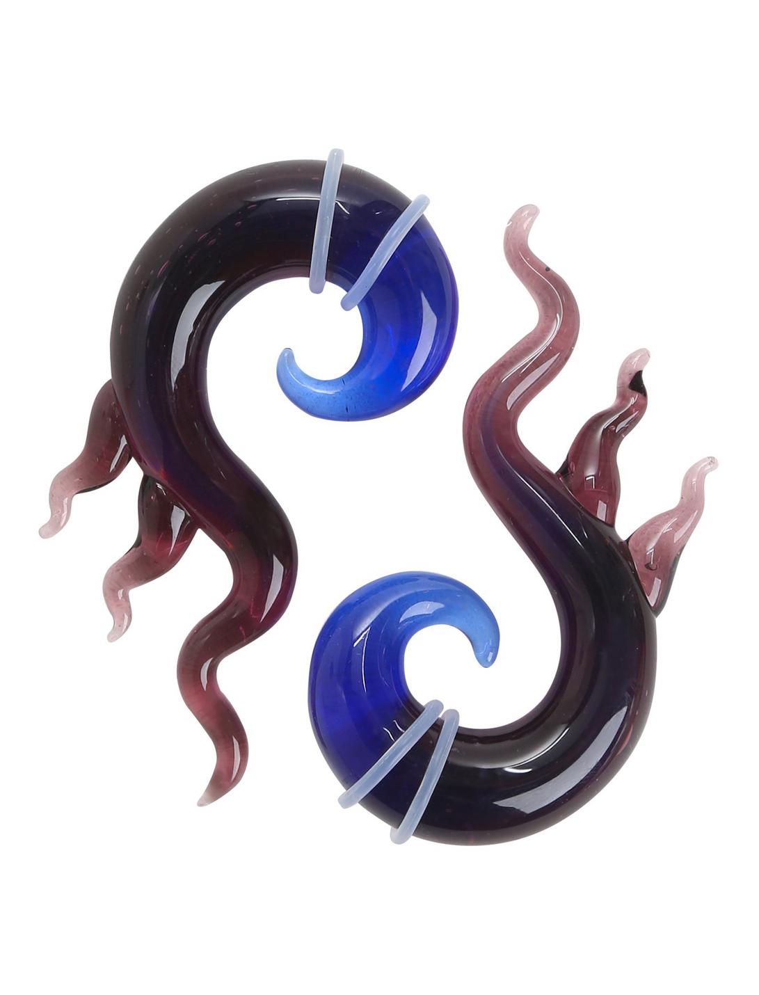 Glass Blue & Purple Ombre Tentacle Spiral Pincher 2 Pack, MULTI, hi-res