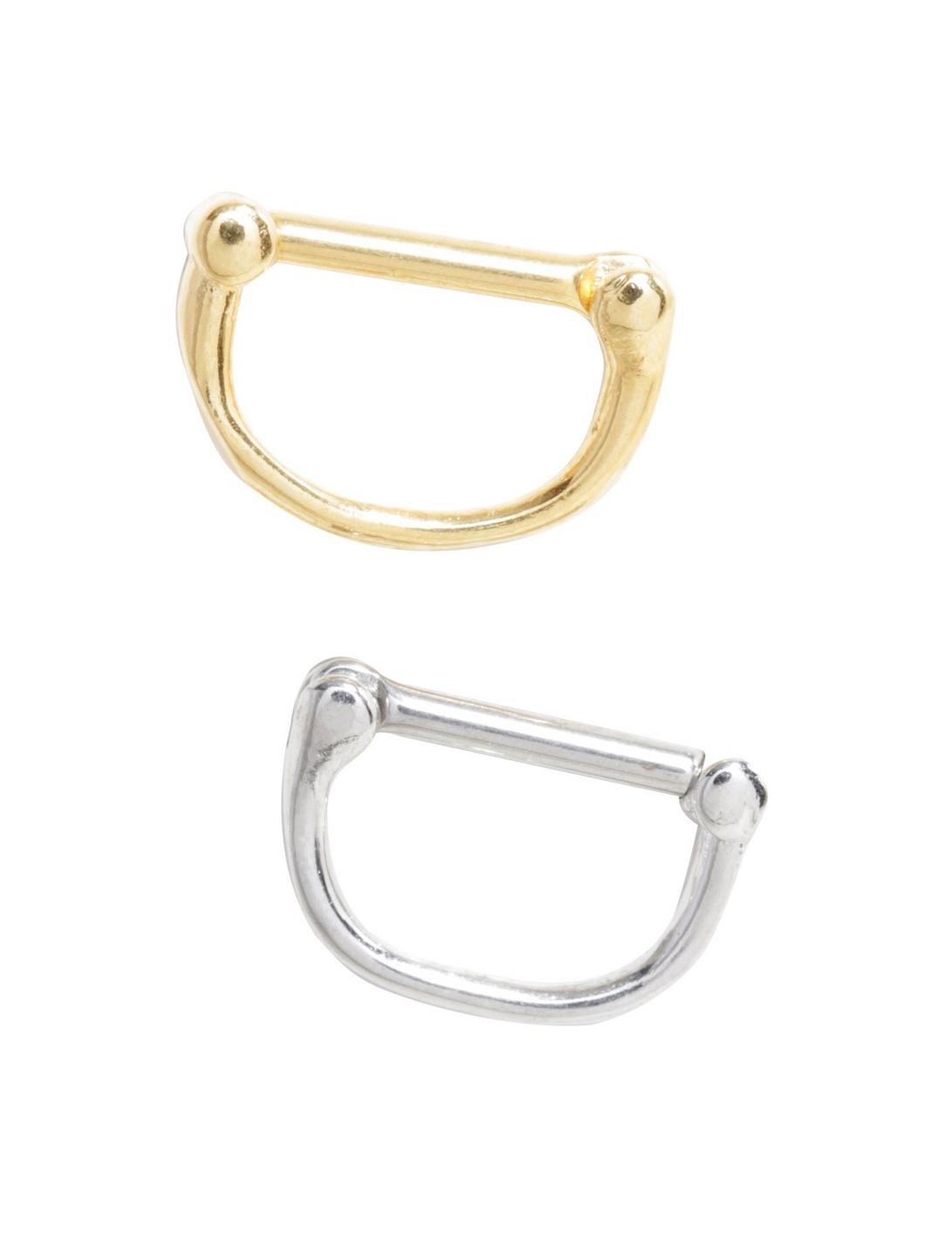Steel Silver & Gold Small Septum Clicker 2 Pack, MULTI, hi-res