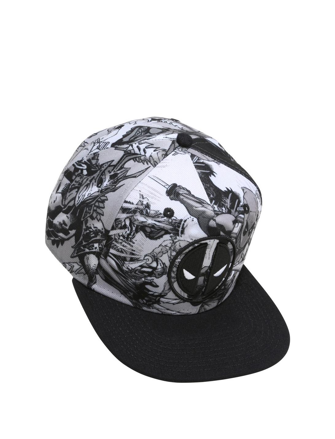 Marvel Deadpool Black & White Comic Art Snapback Hat, , hi-res