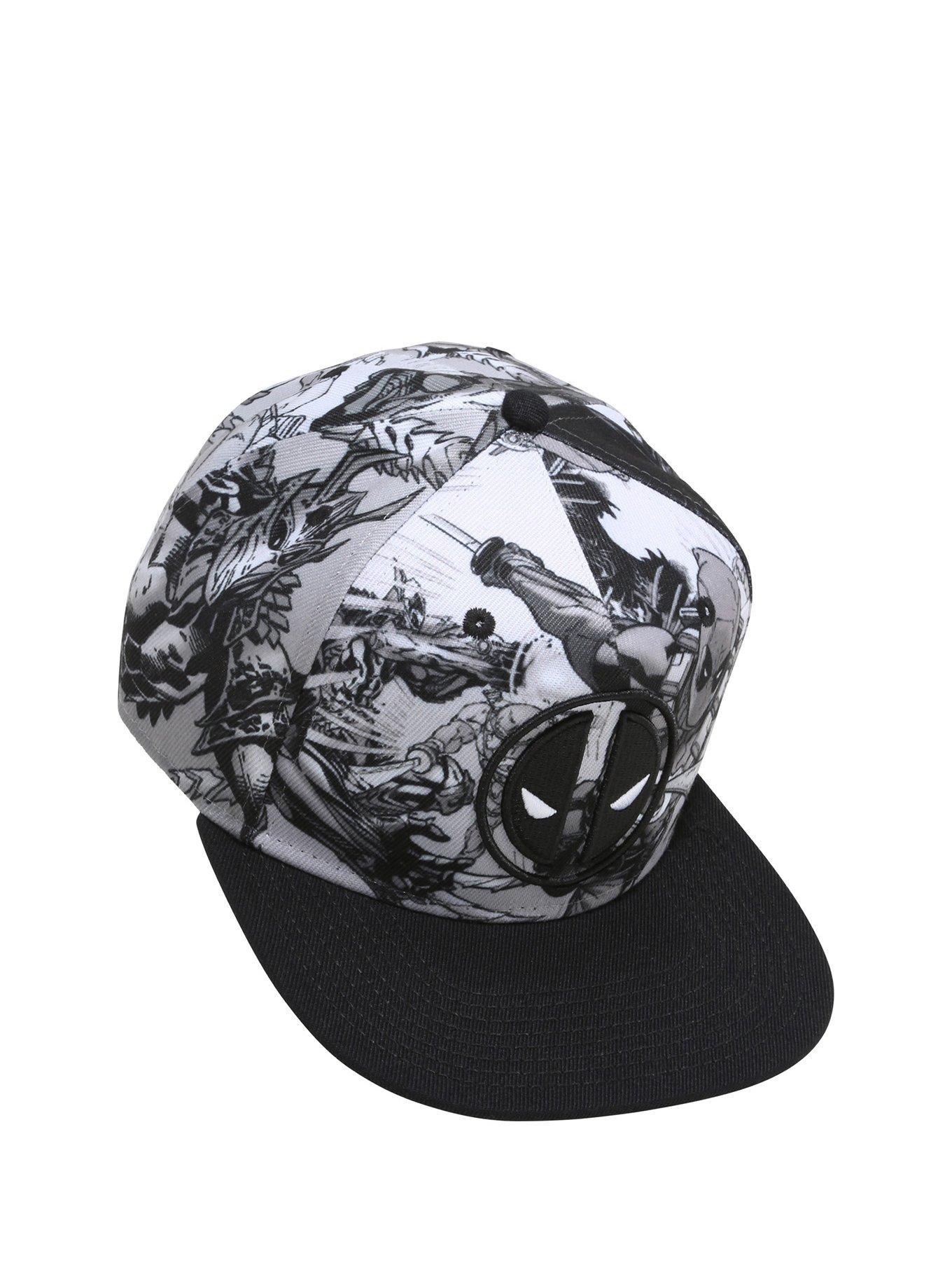 Marvel Deadpool Black & White Comic Art Snapback Hat, , hi-res