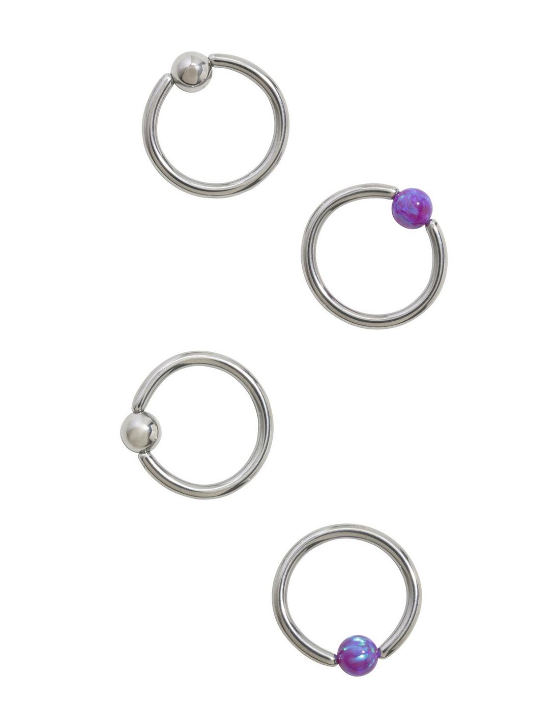 Steel Purple Opal Captive Hoop 4 Pack, MULTI, hi-res
