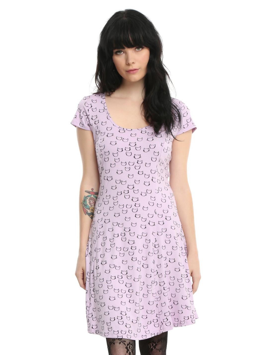 Lavender Cat Dress, PURPLE, hi-res