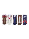 Doctor Who Doctor Outfits No-Show Socks 5 Pair, , hi-res