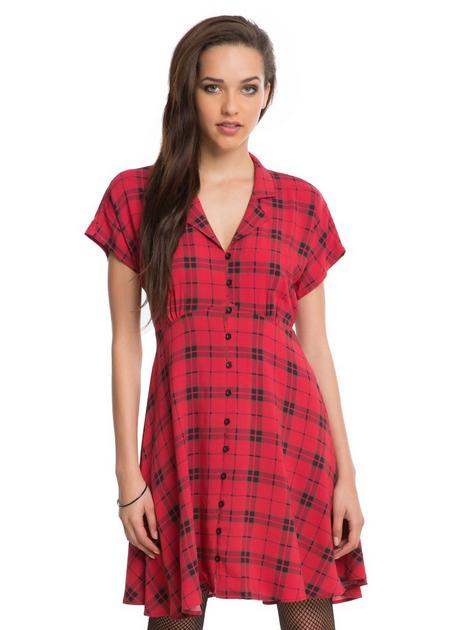 Red & Black Plaid Button-Up Dress | Hot Topic