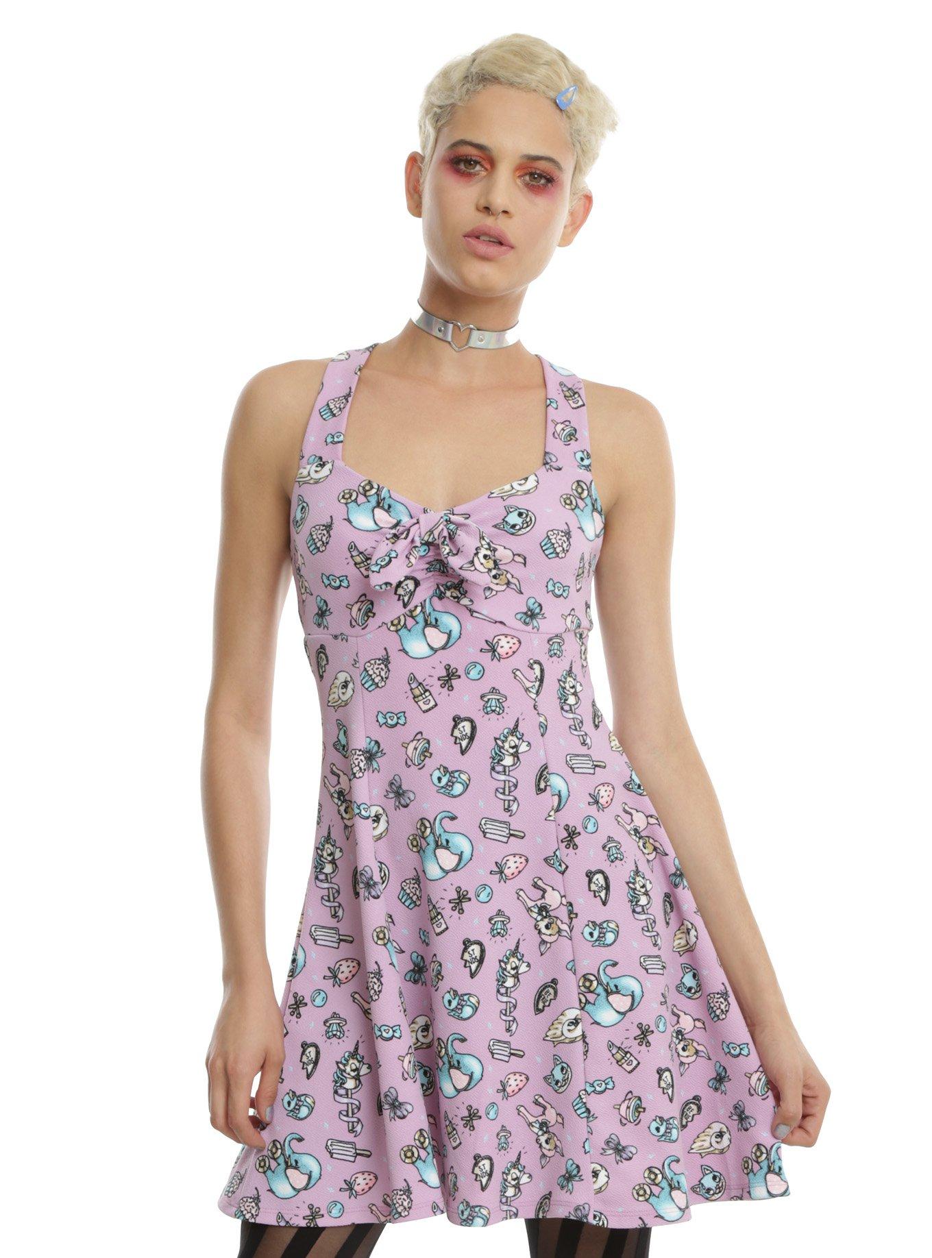 Vintage Toy Print Cross Back Dress | Hot Topic