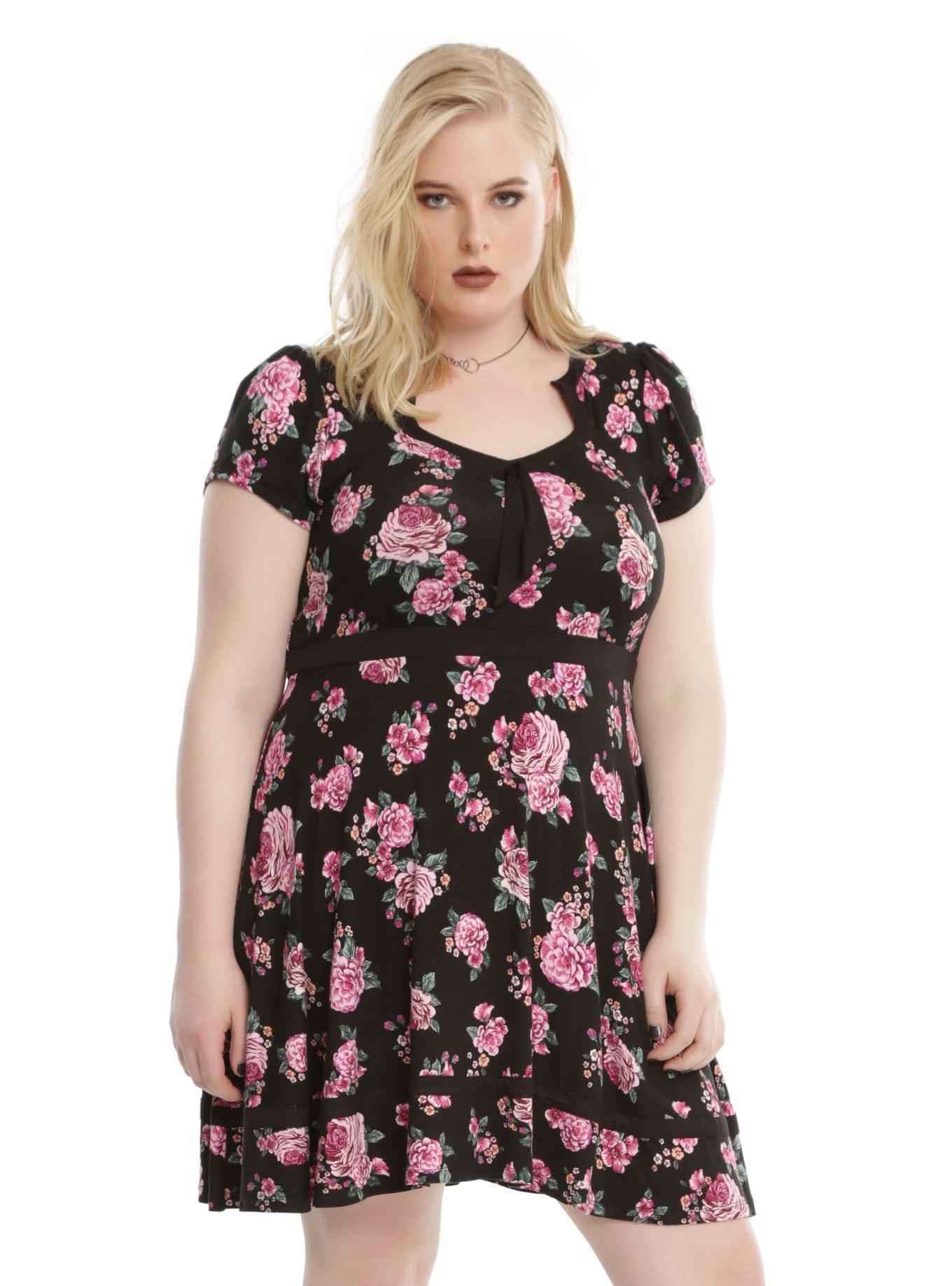 Pink Floral Tie Accent Dress Plus Size | Hot Topic