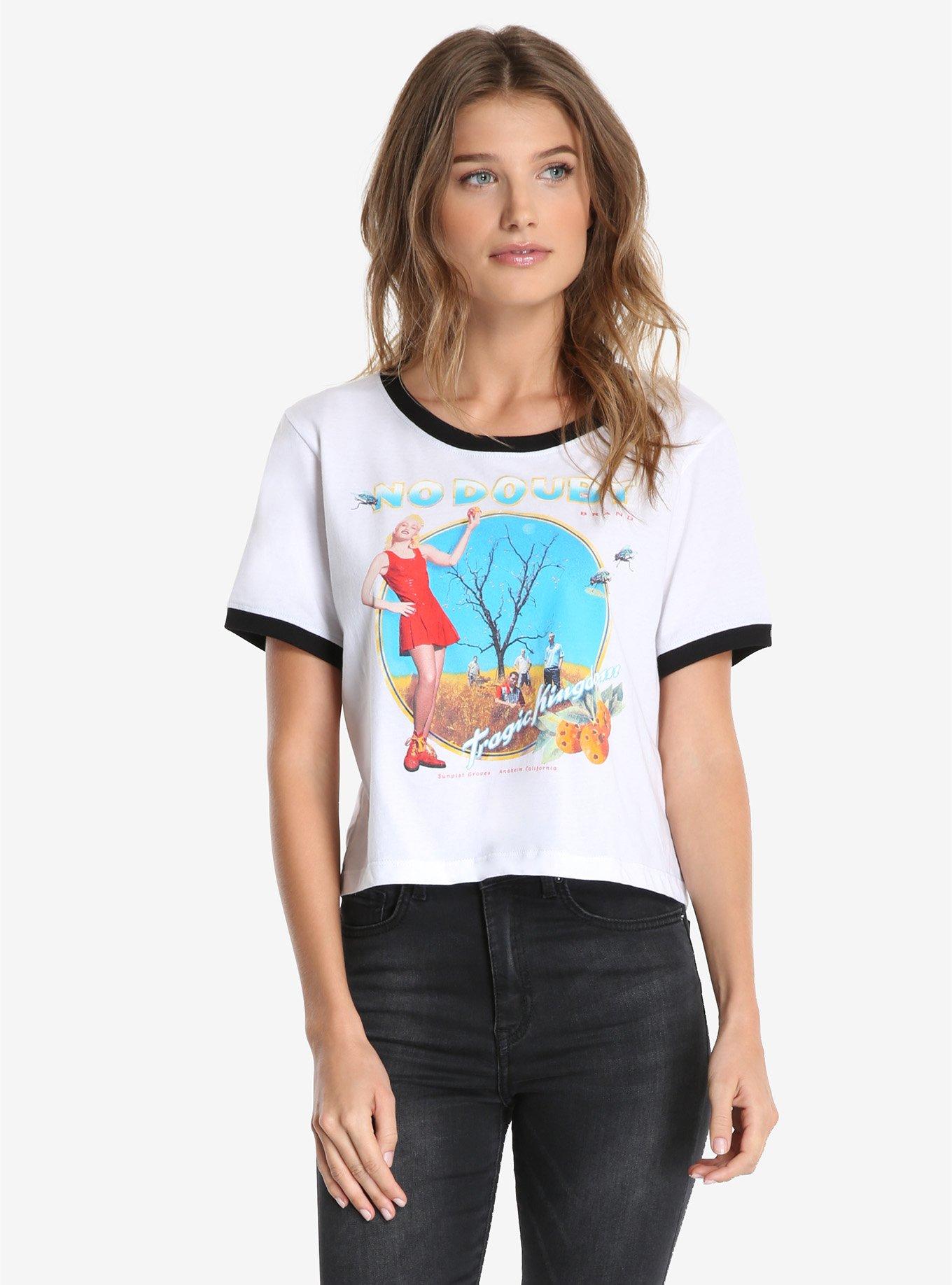 No Doubt Tragic Kingdom Cropped Womens Ringer Tee, WHITE, hi-res