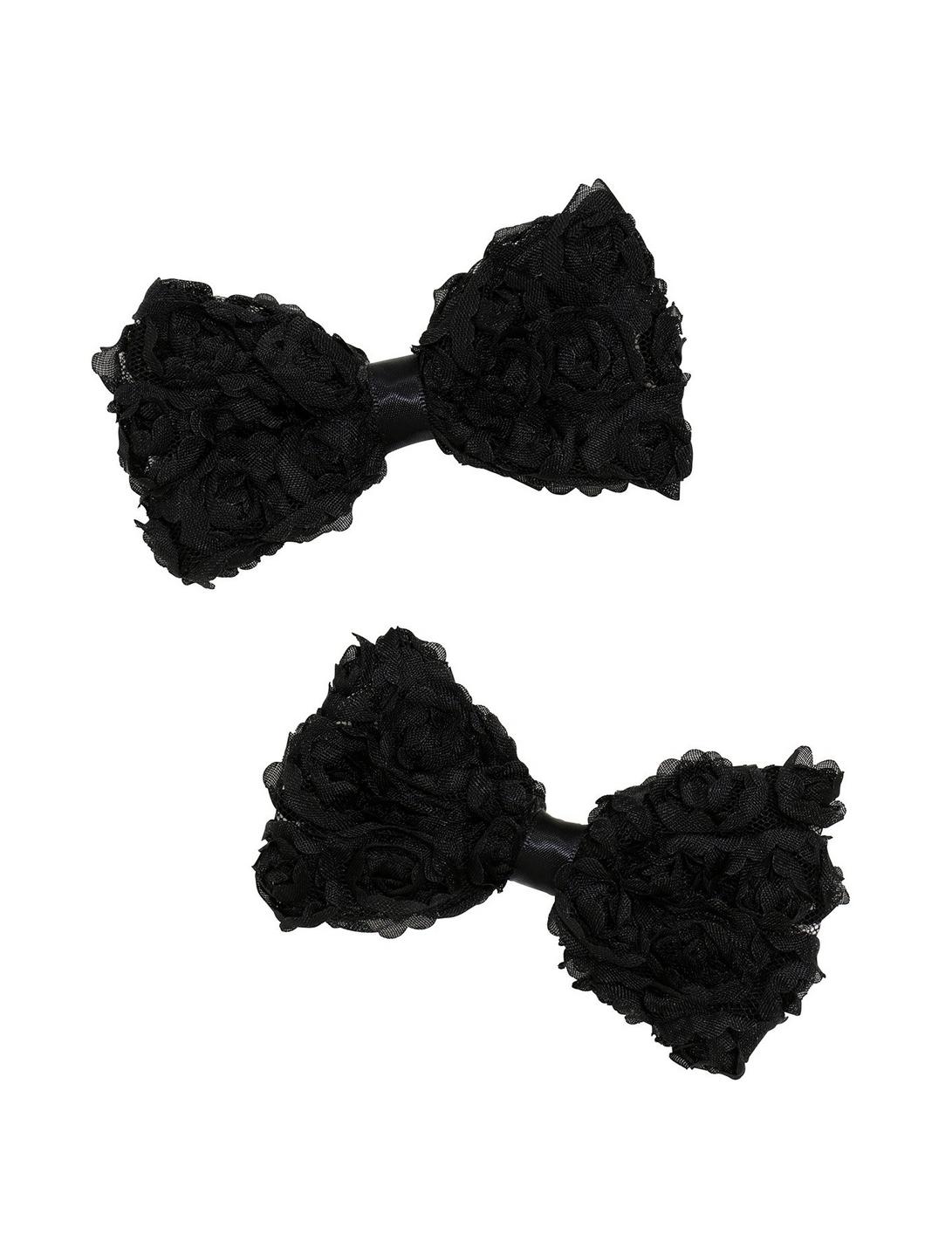 Blackheart Black Rosette Hair Bow Set, , hi-res