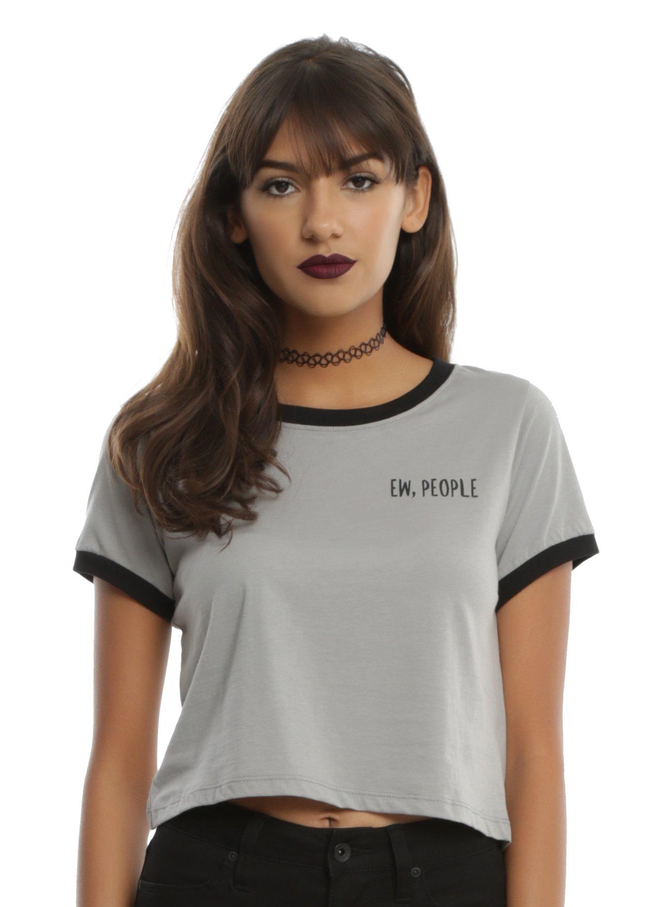 Ew People Girls Crop Ringer T-Shirt, GREY, hi-res