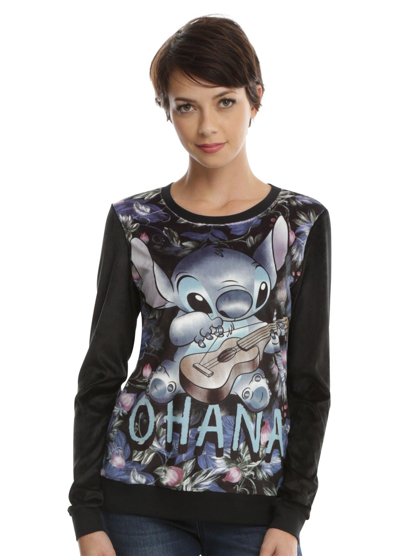 Disney Lilo & Stitch Ohana Velour Girls Top, BLACK, hi-res