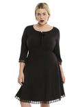 Black Lace-Up Trim Dress Plus Size, BLACK, hi-res