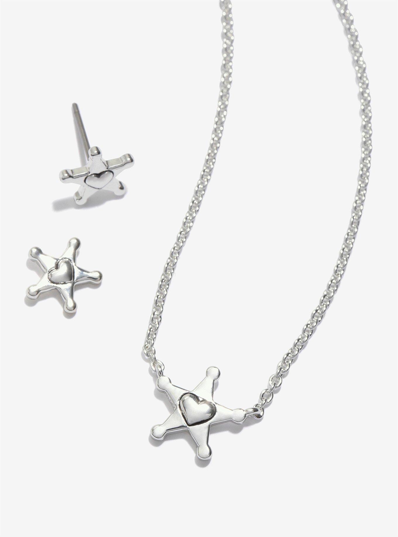 Disney Pixar Toy Story Sheriff Badge Necklace And Earring Set, , hi-res