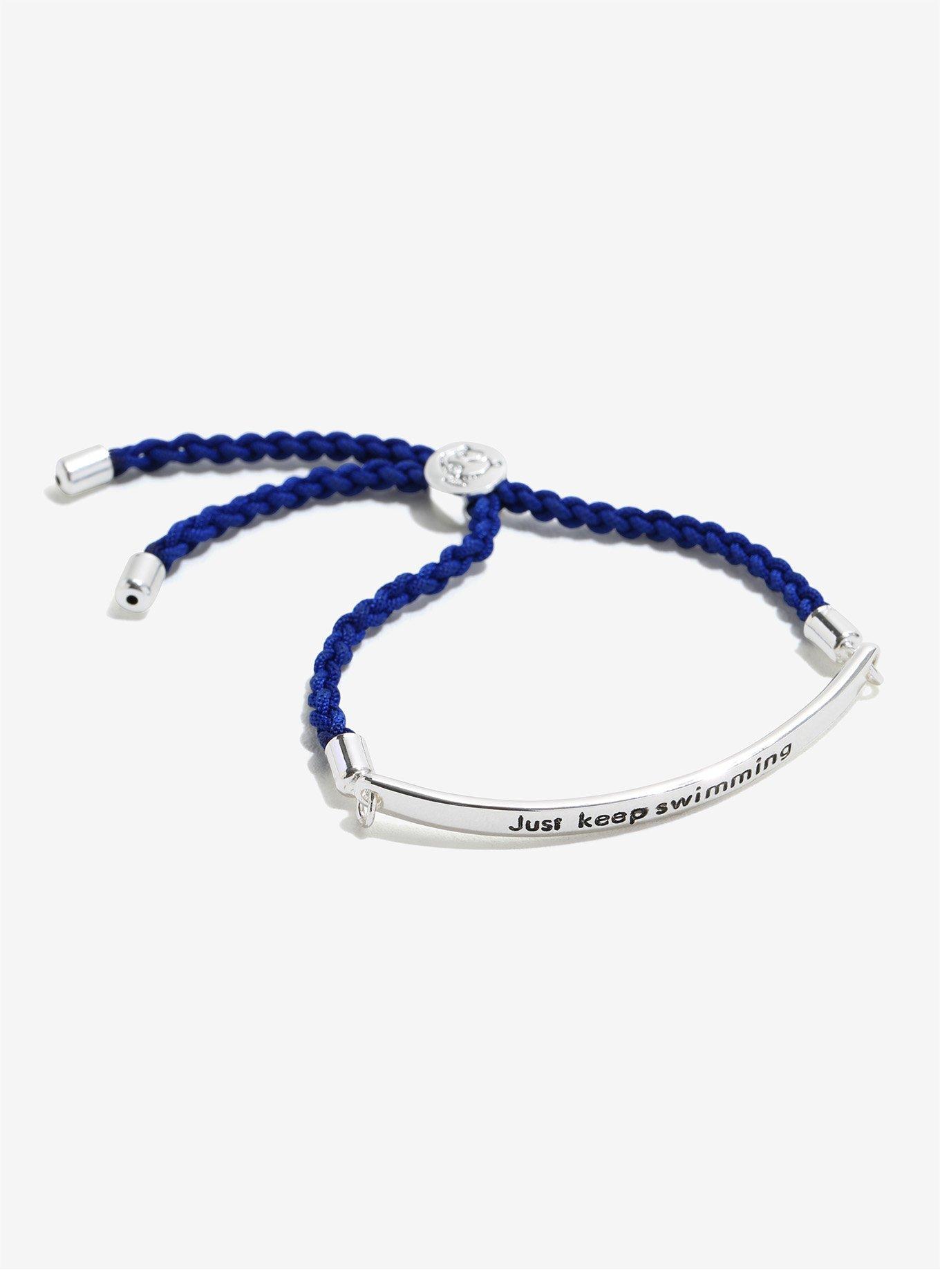 Disney Pixar Finding Nemo Just Keep Swimming Blue Cord Bracelet, , hi-res