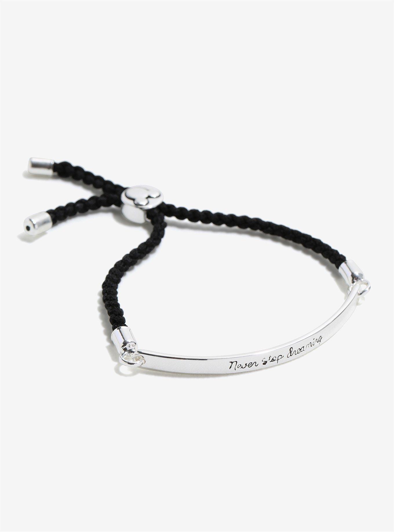 Disney Mickey Mouse Never Stop Dreaming Black Cord Bracelet, , hi-res
