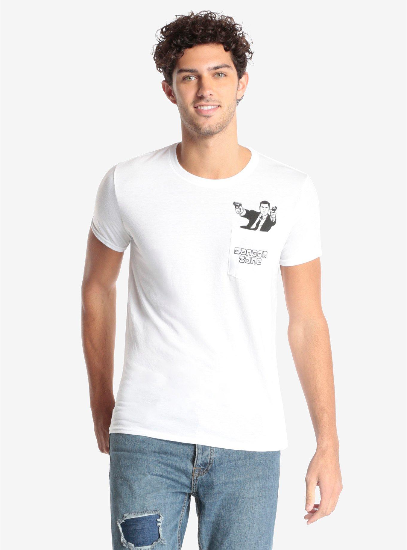 Archer Danger Zone Pocket T-Shirt, WHITE, hi-res