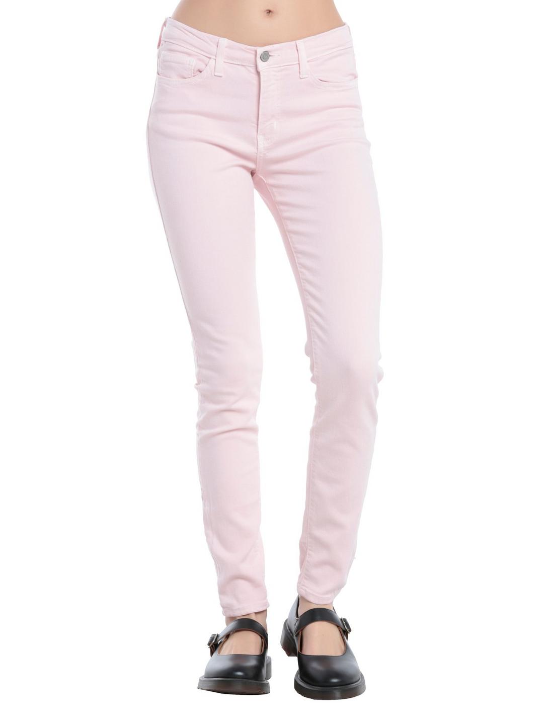 Pastel Pink Skinny Jeans, PINK, hi-res
