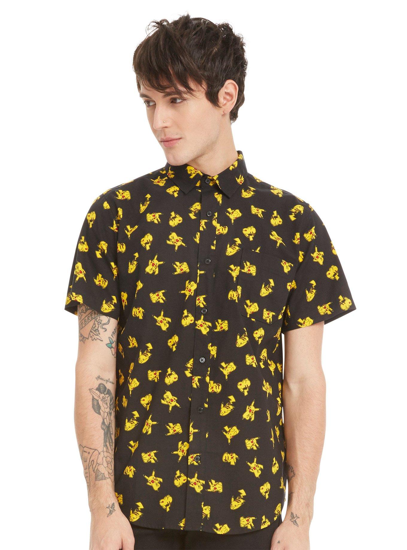 Pokémon Pikachu Short-Sleeved Woven Button-Up, BLACK, hi-res