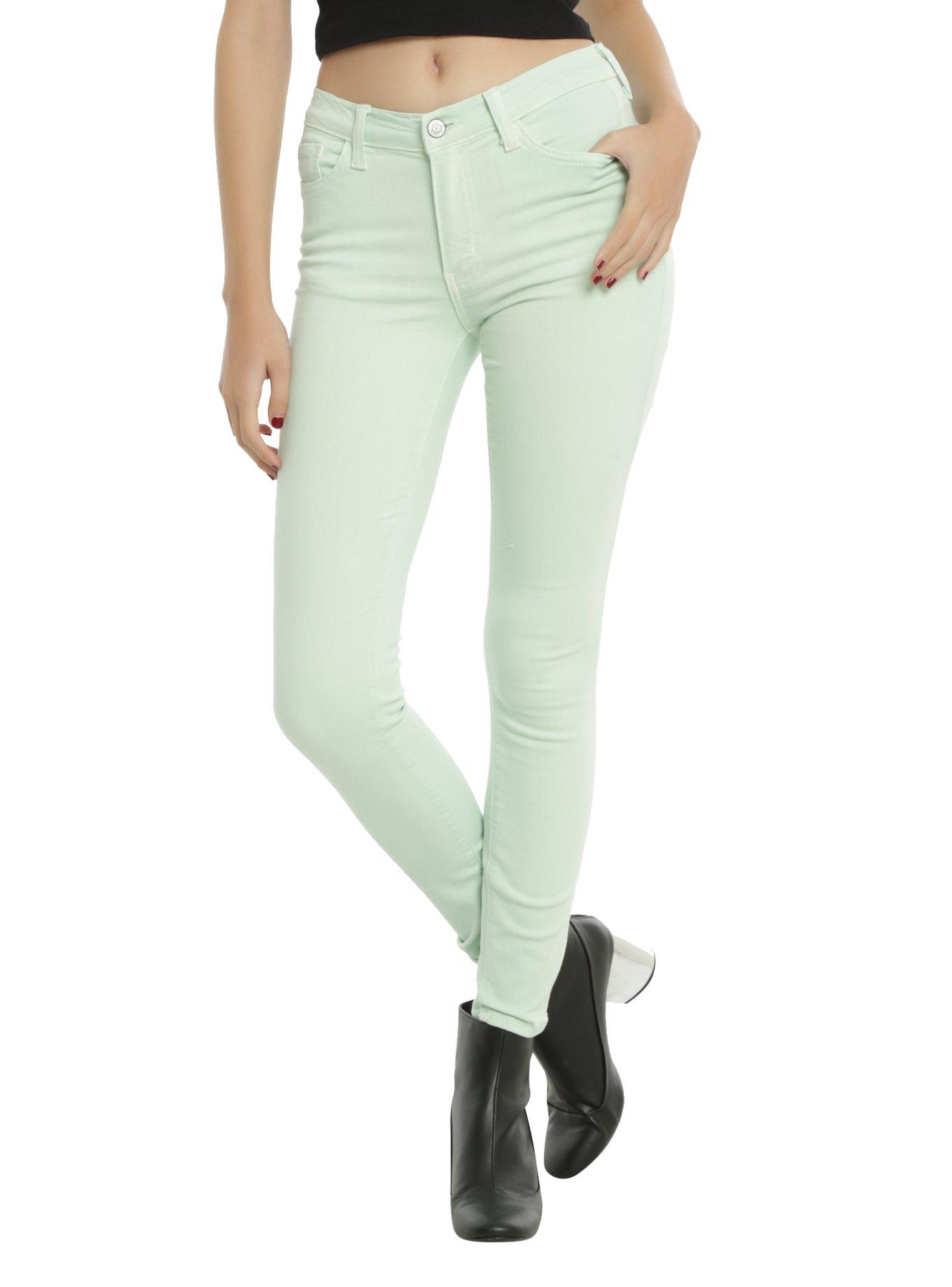 Mint Skinny Jeans, GREEN, hi-res