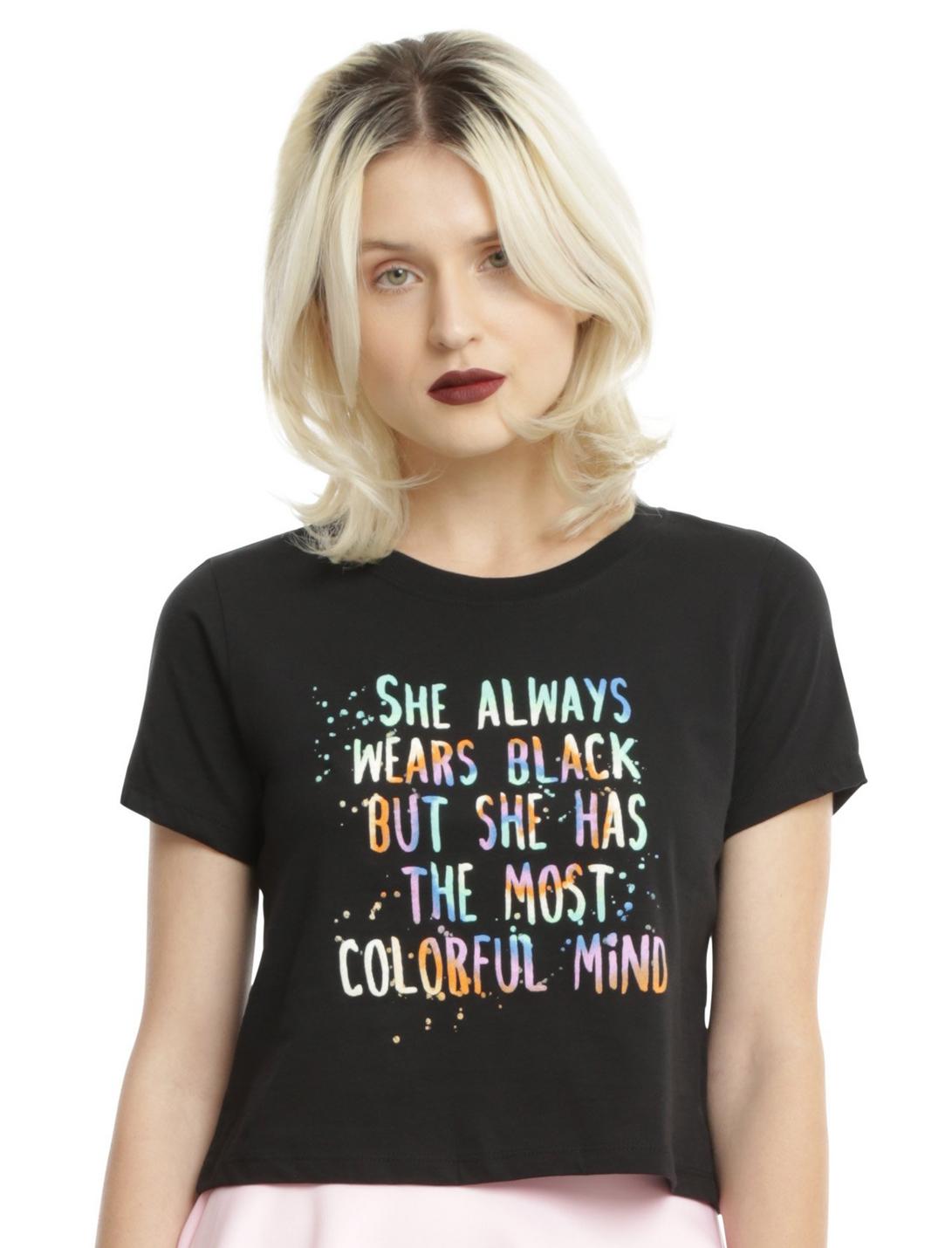 Colorful Mind Girls Crop T-Shirt, BLACK, hi-res