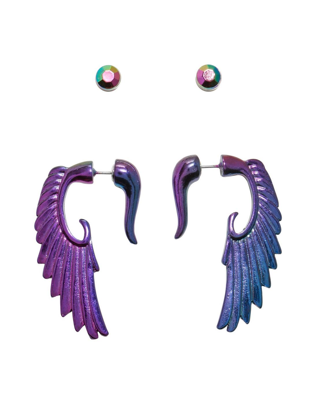 Blackheart Anodized Wing Tunnel Earring Set, , hi-res