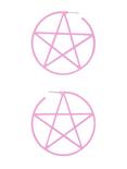 Large Pink Pentagram Hoop Earrings, , hi-res
