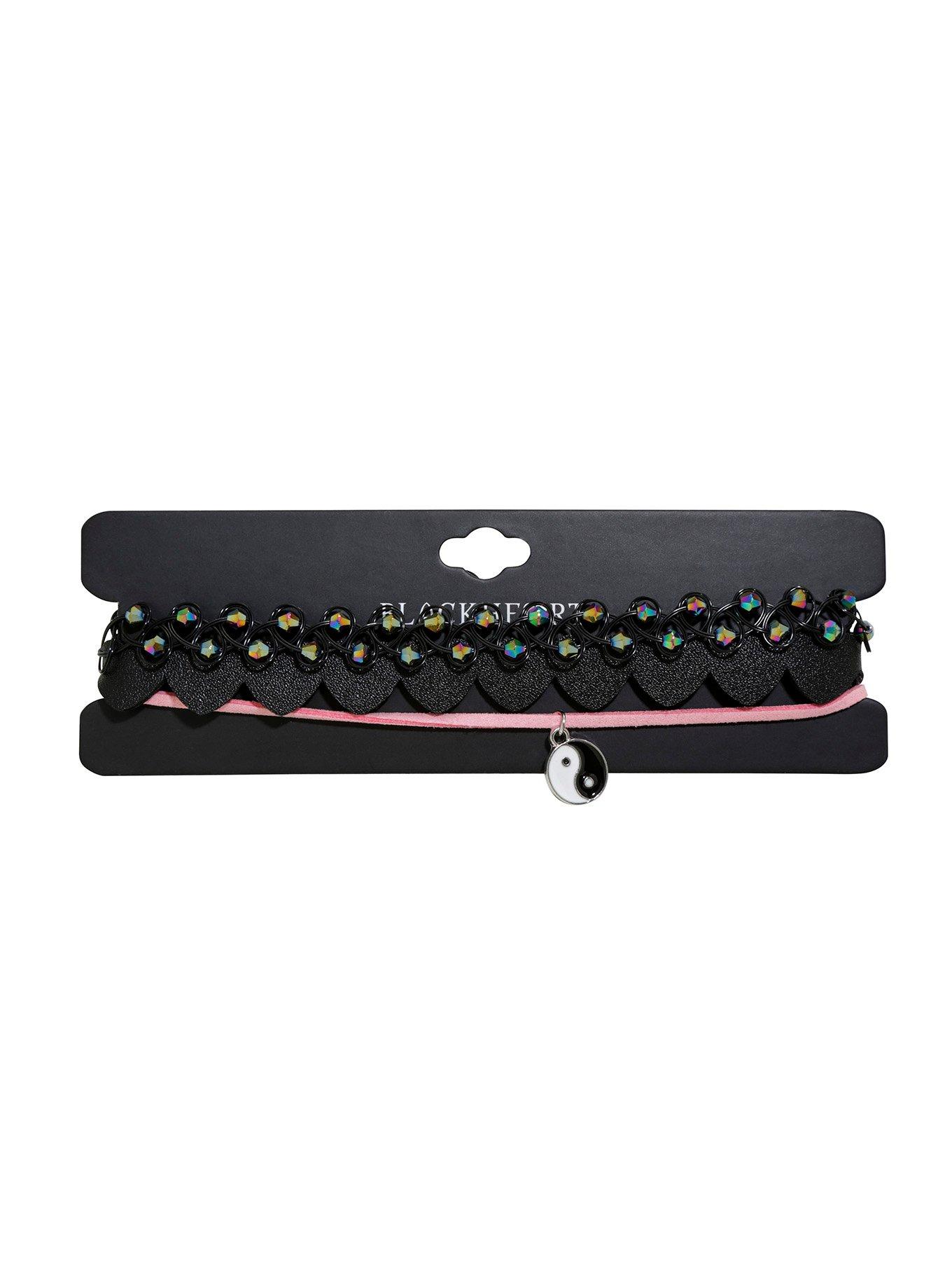 Blackheart Yin-Yang Heart Tattoo Choker Set, , hi-res