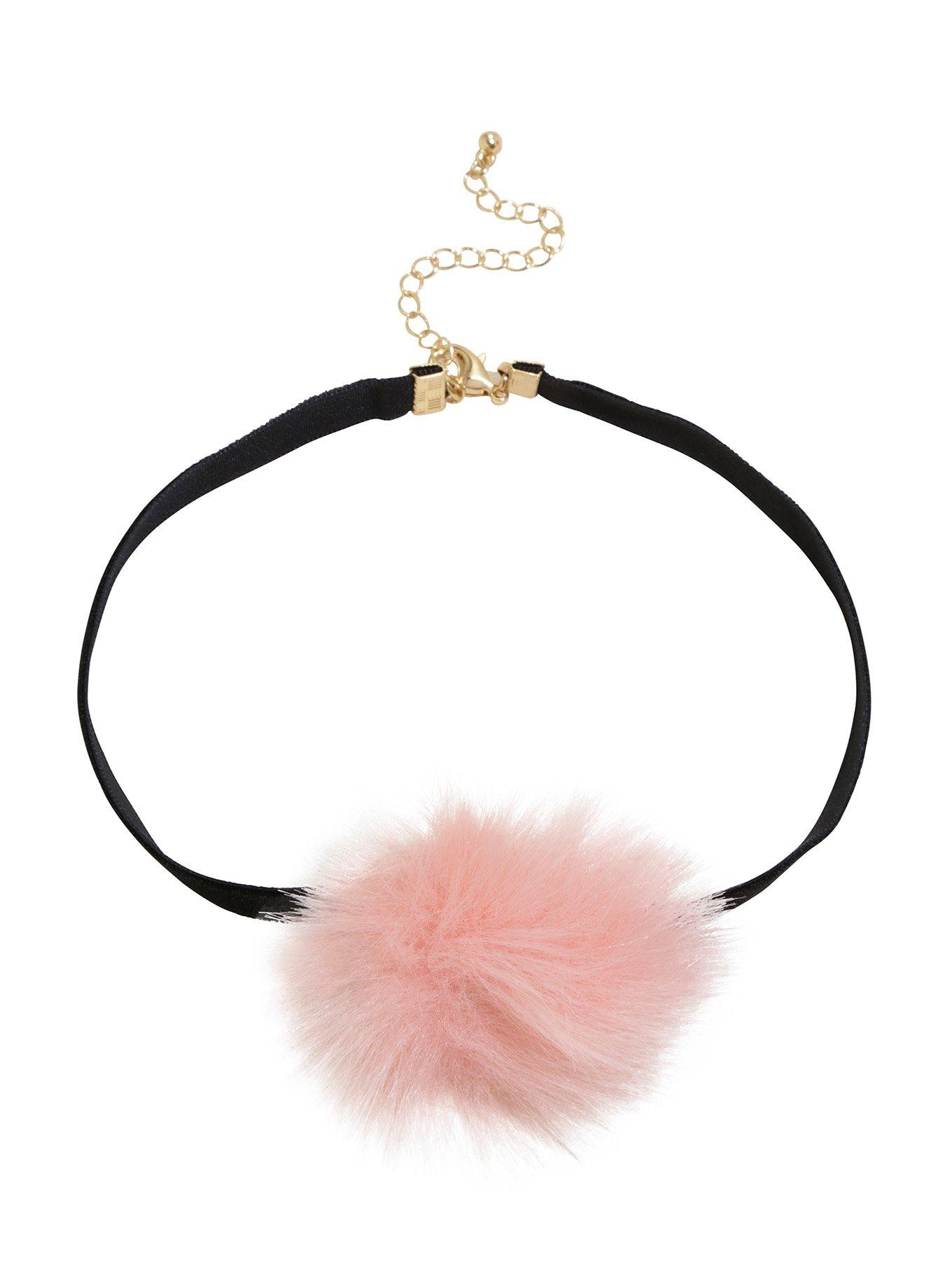 Blackheart Pink Pom Pom Choker, , hi-res