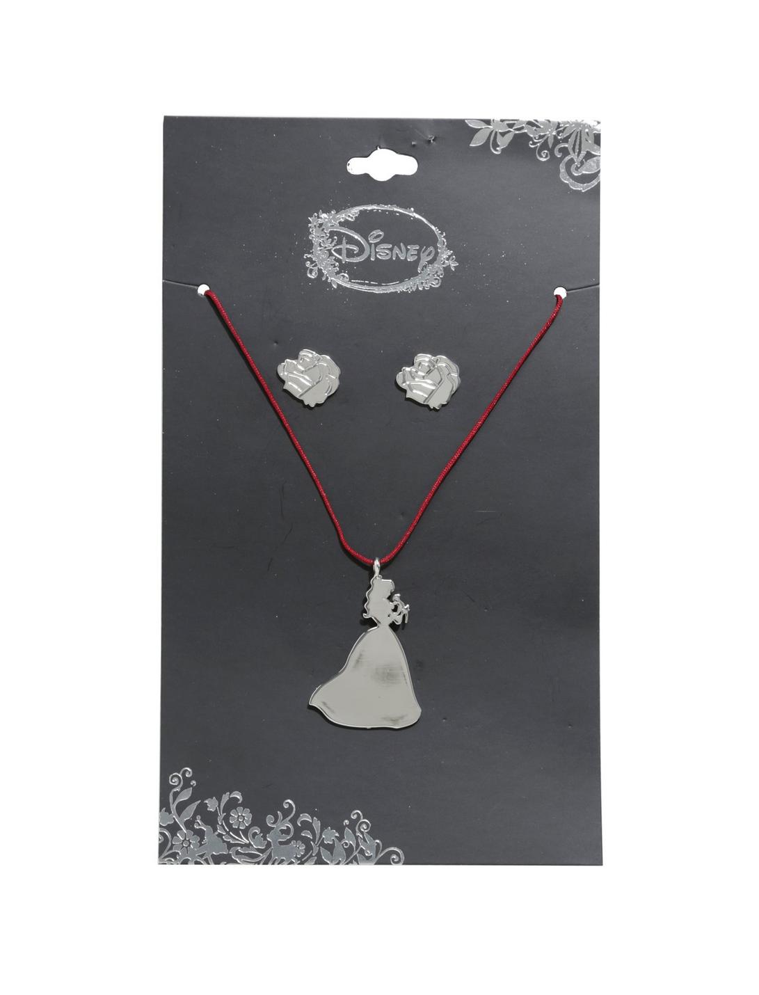 Disney Beauty And The Beast Belle Cord Necklace & Earring Set, , hi-res
