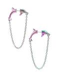 Blackheart Anodized Dolphin Chain Tunnel Earrings, , hi-res