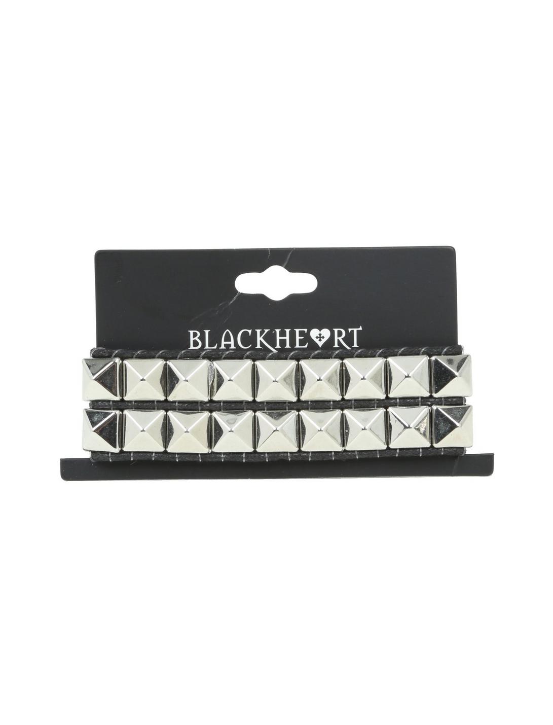 Blackheart Pyramid Stud Cord Bracelet, , hi-res