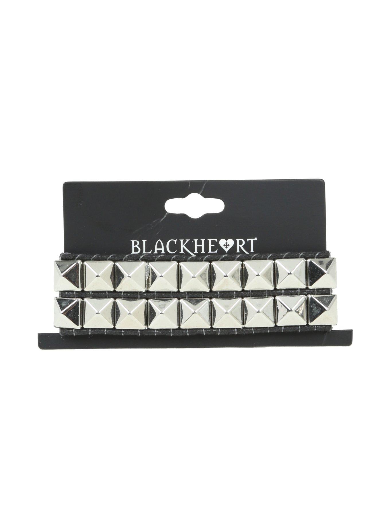 Blackheart Pyramid Stud Cord Bracelet, , hi-res