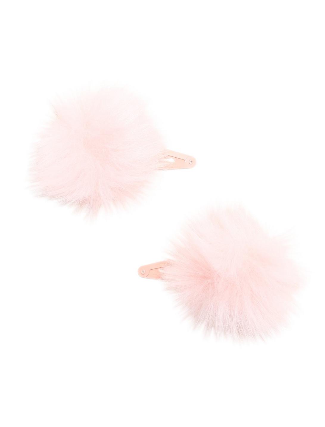 Pastel Pink Pom Hair Clip Set, , hi-res