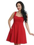 Red Fit & Flare Dress, RED, hi-res