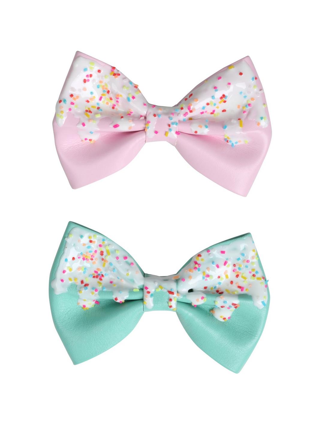 Pink & Mint Icing & Sprinkles Hair Bow Set, , hi-res