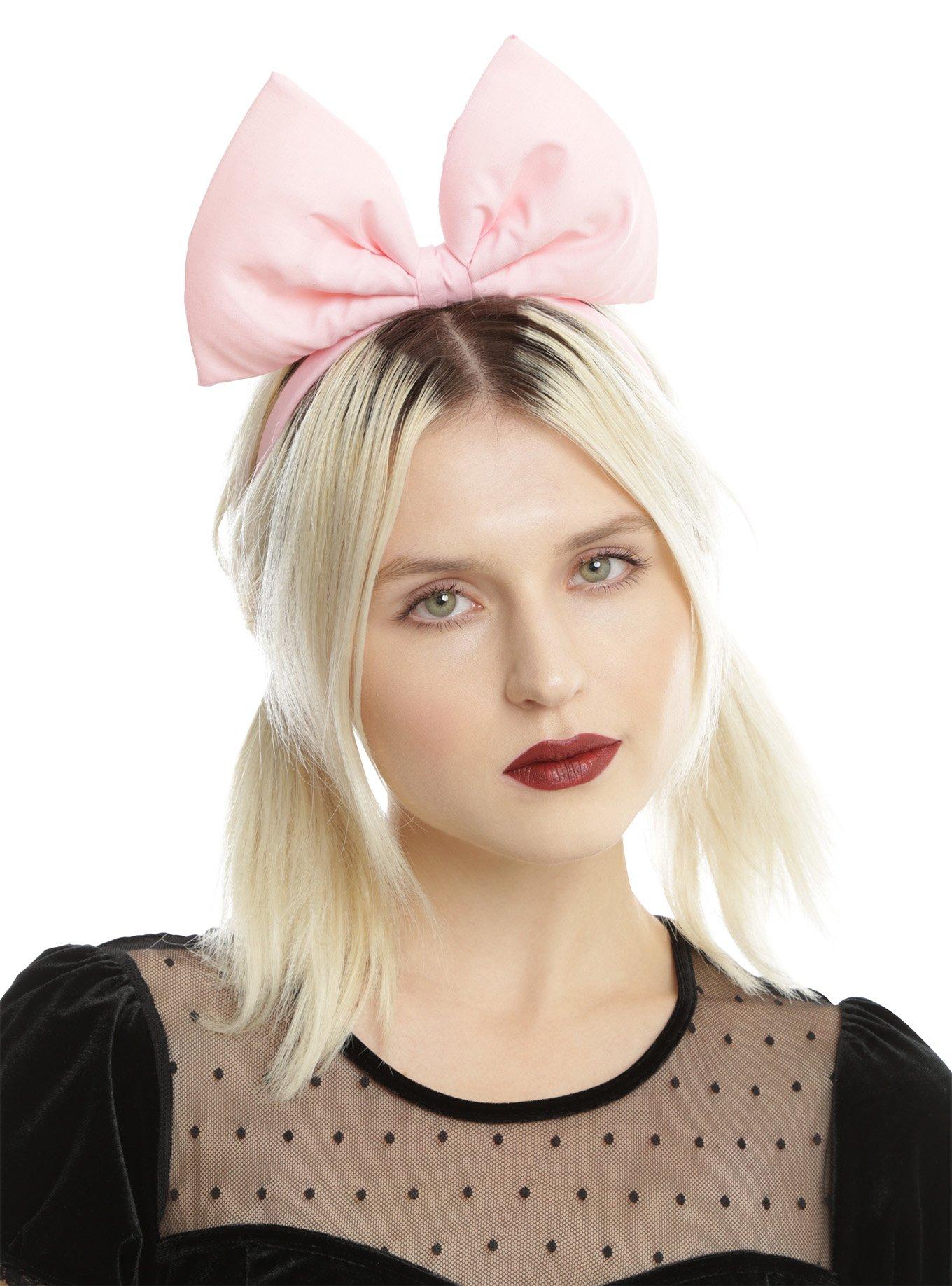 Large Pastel Pink Bow Headband, , hi-res