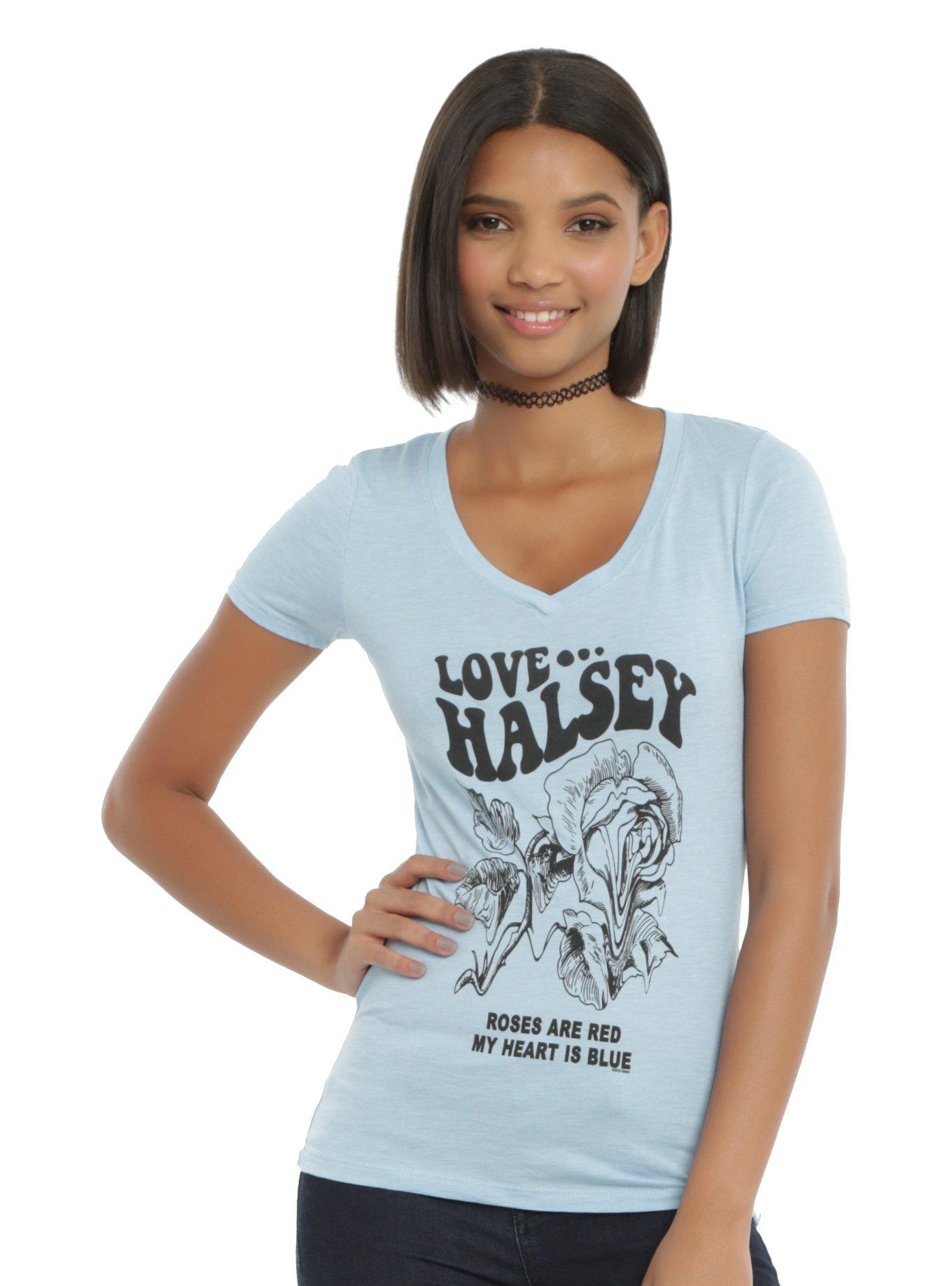 Halsey Blue Warped Rose Girls T-Shirt, LIGHT BLUE, hi-res