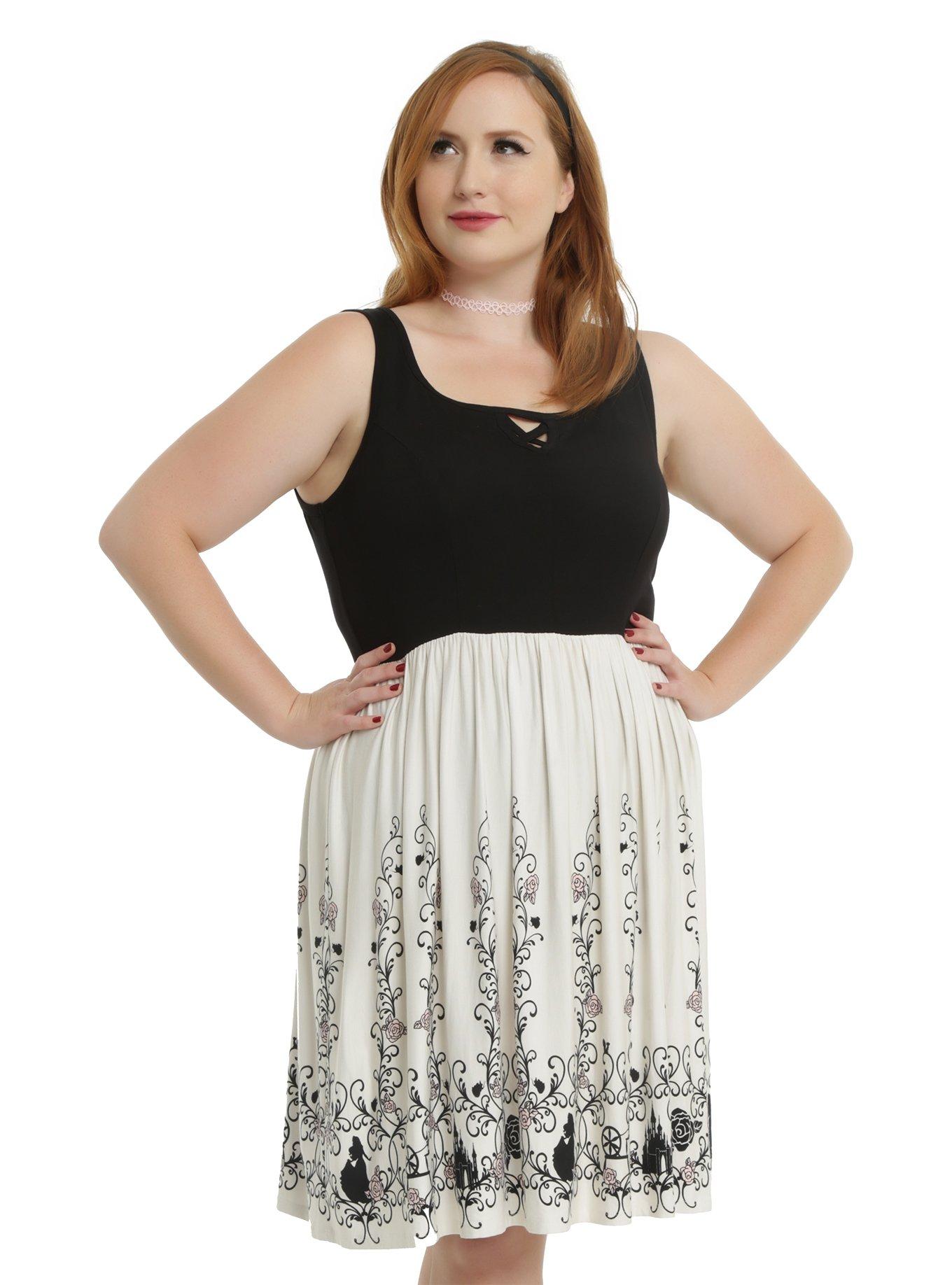 Disney Sleeping Beauty Fit & Flare Dress Plus Size, BLACK, hi-res