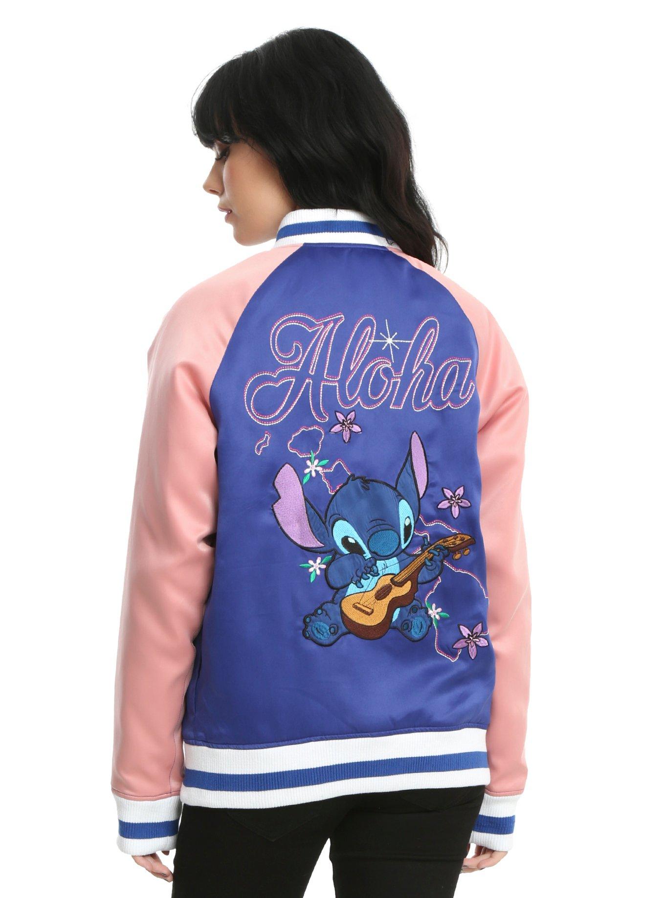 Disney Lilo & Stitch Blue & Pink Girls Satin Souvenir Jacket, NAVY, hi-res