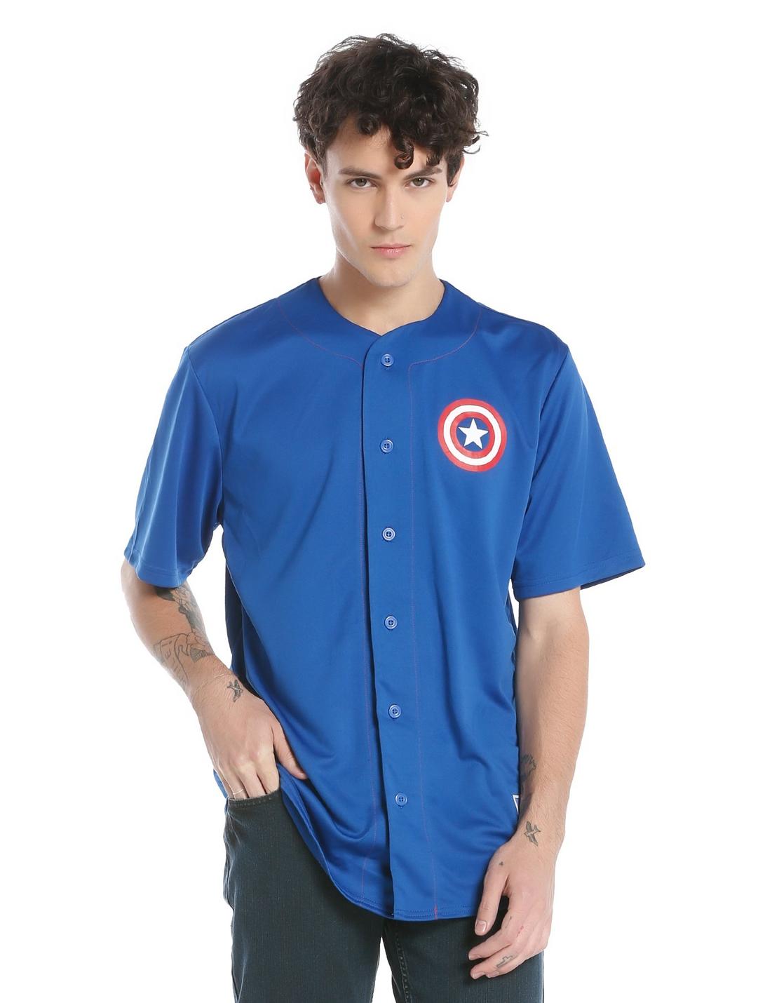 Marvel Captain America Baseball Jersey, BLUE, hi-res