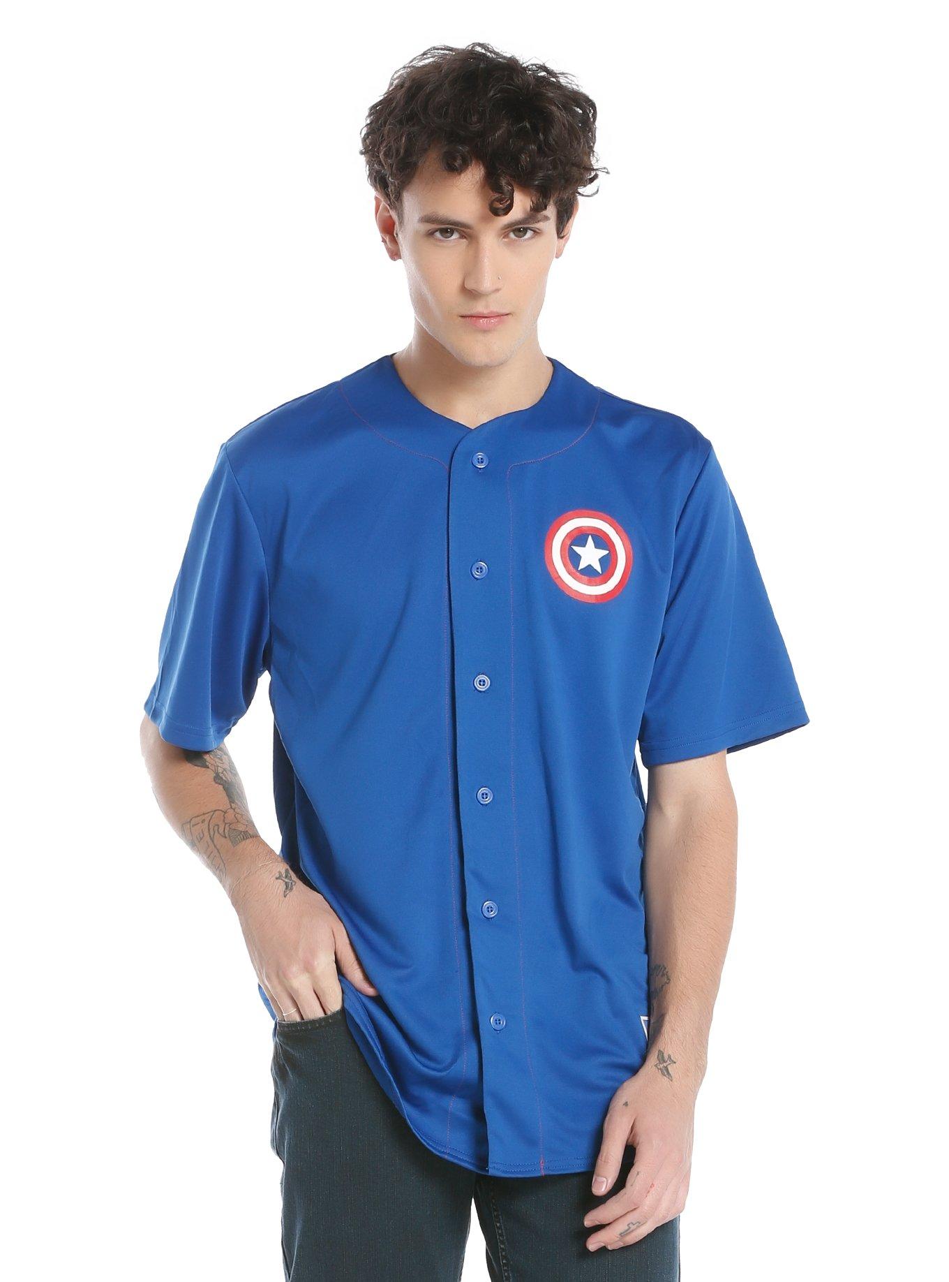 Marvel Captain America Baseball Jersey, BLUE, hi-res