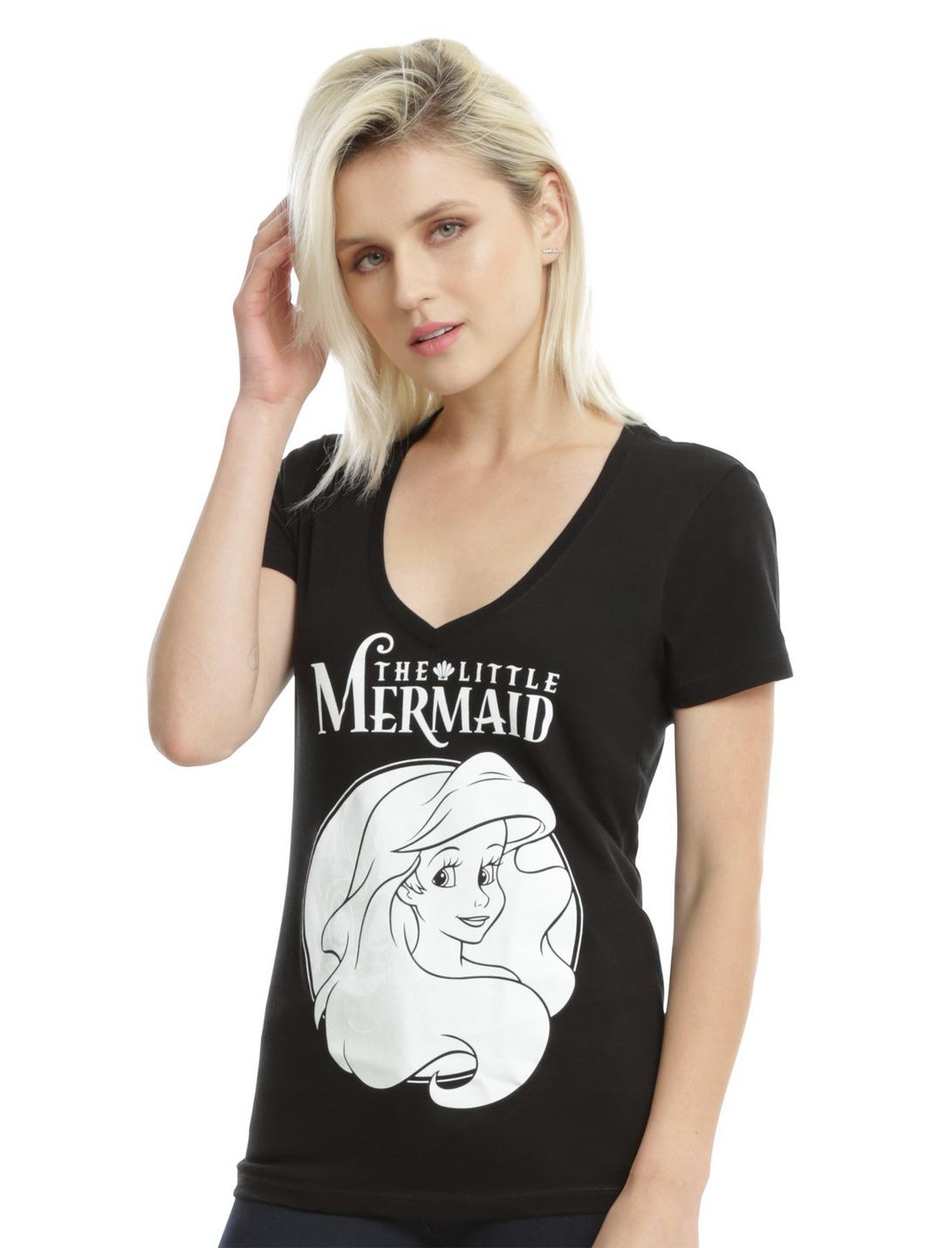 Disney The Little Mermaid Ariel & Ursula Glow Girls T-Shirt, BLACK, hi-res