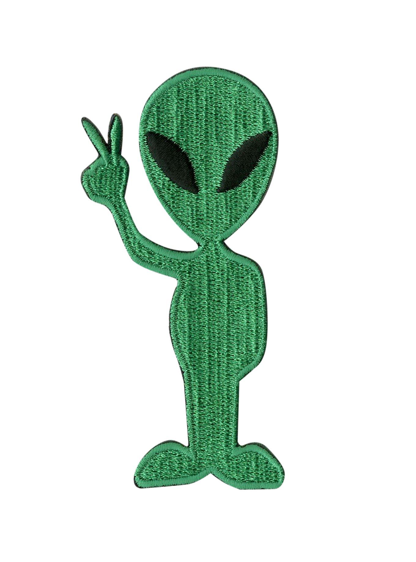 Peace Alien Iron-On Patch, , hi-res
