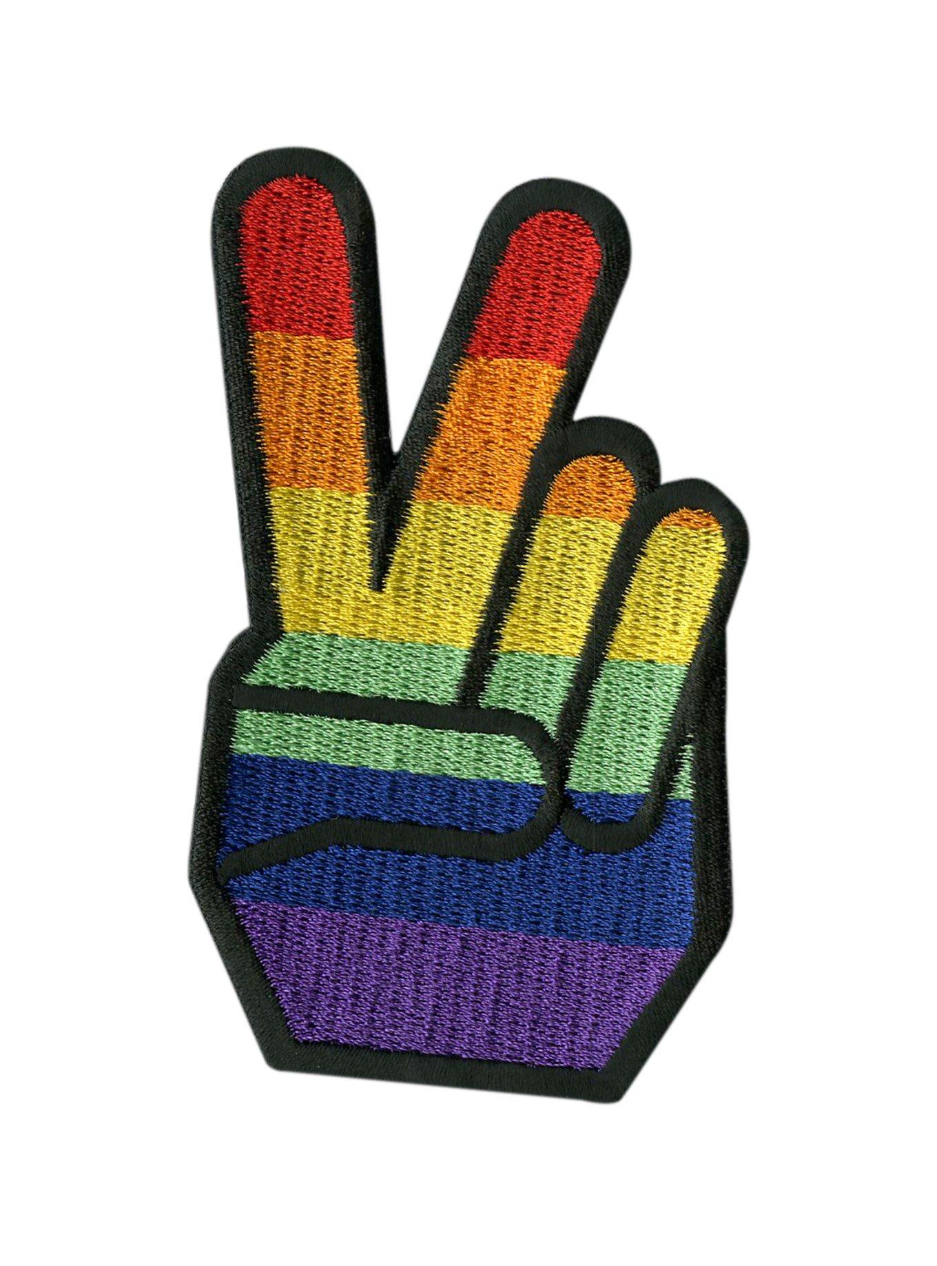 Pride Rainbow Peace Iron-On Patch, , hi-res