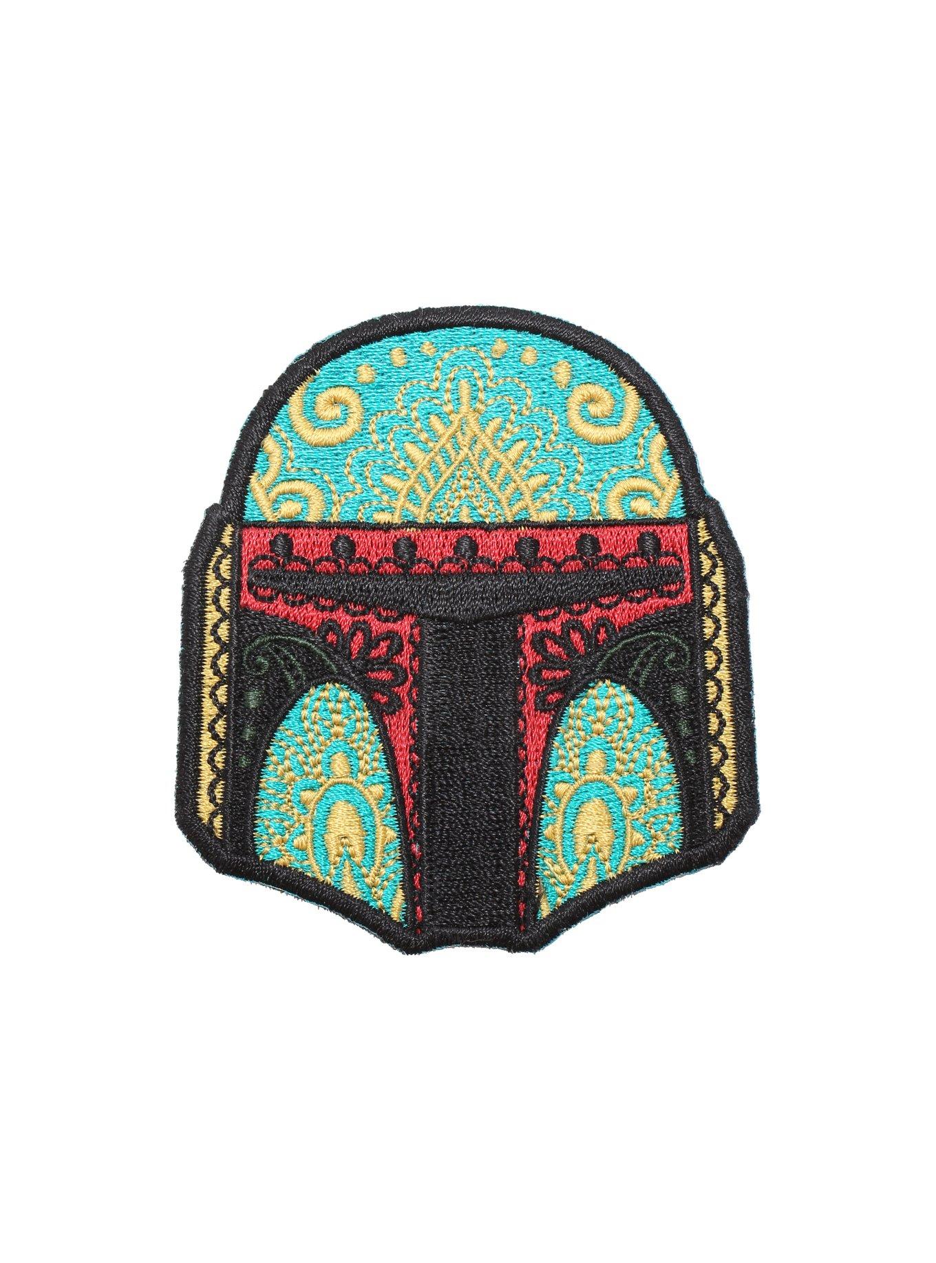 Loungefly Star Wars Boba Fett Sugar Skull Helmet Iron-On Patch, , hi-res