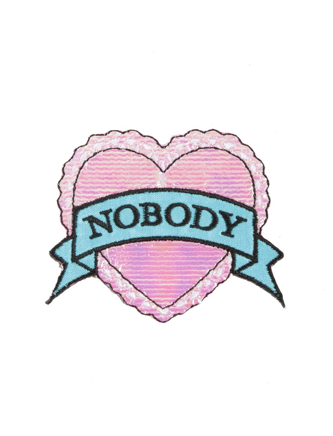Nobody Heart Iron-On Patch, , hi-res