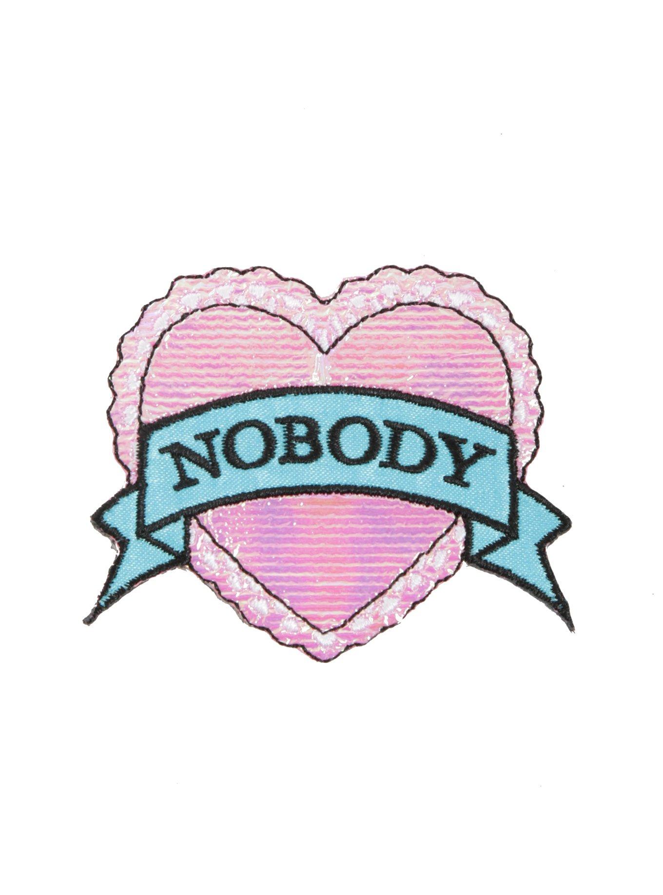 Nobody Heart Iron-On Patch, , hi-res